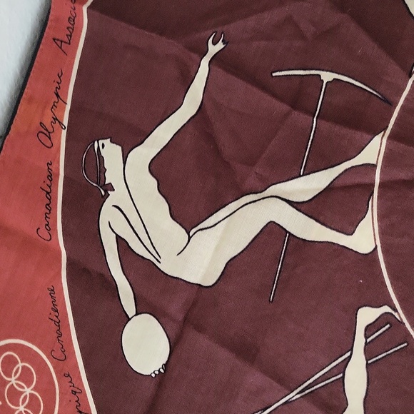 Vintage Canadian Olympic Association Square Scarf Olympic Greek Figures 20"x 20" - Picture 5 of 10